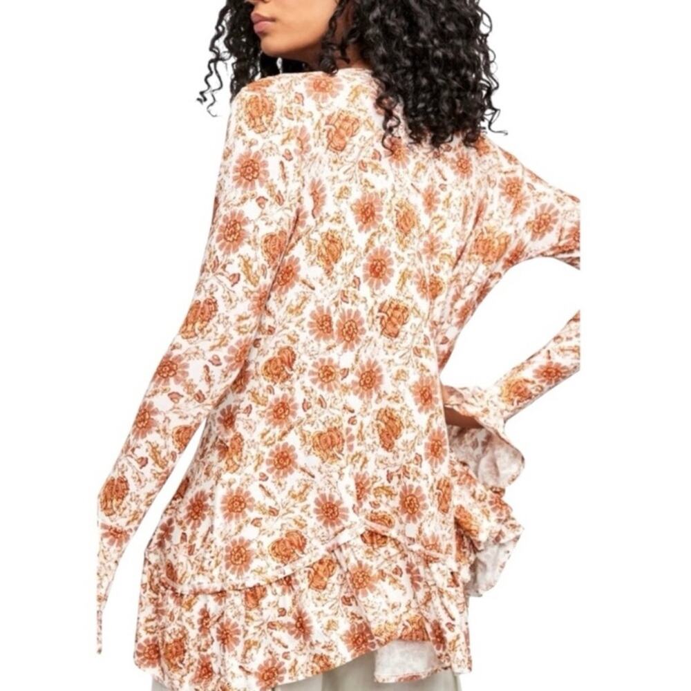 Free People | Olivia Long Sleeve Tunic Top Floral Print Boho Cottagecore Small - Picture 2 of 9